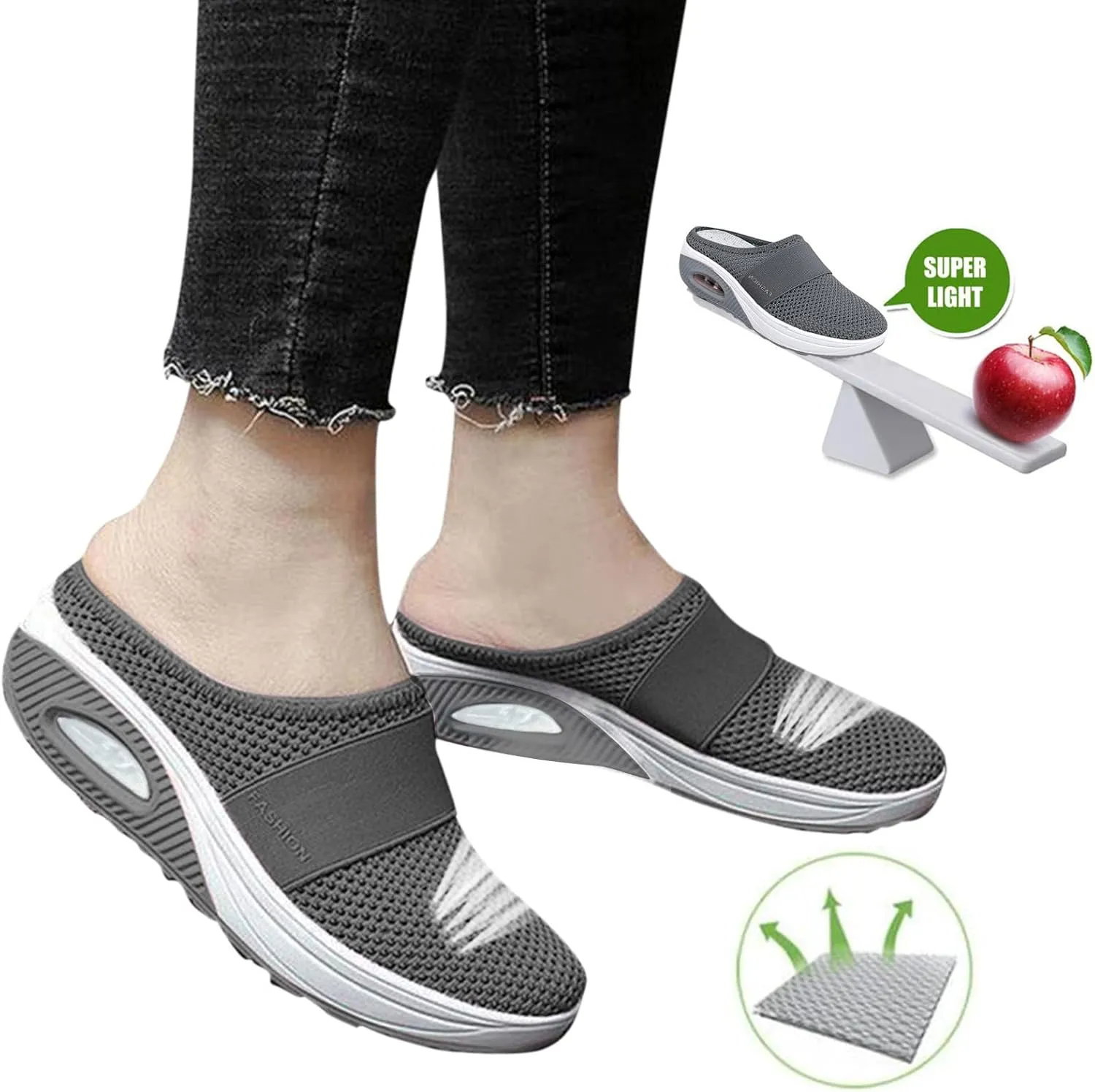 Womens Tennis Slipper Sneakers Breathable Fitness Shoes Slingback Lightweight Running Shoes Casual Platform Gym Sports Slip-Ons Memory Foam Orthopedic Wedges