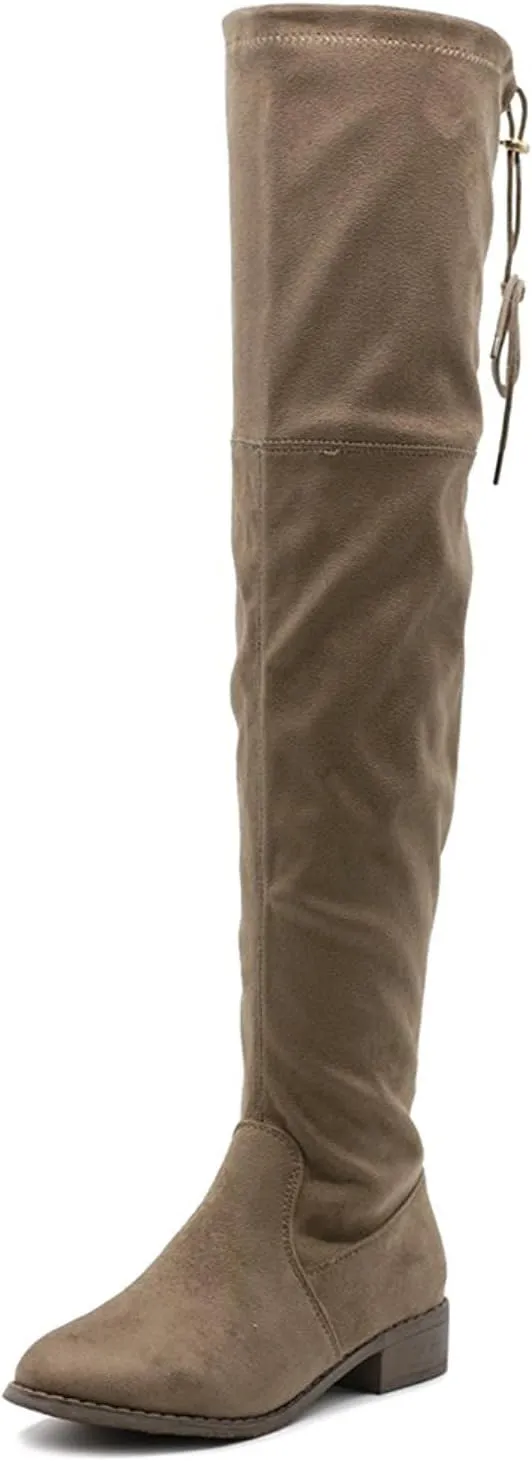Women's Thigh High Flat Boots Stretchy Pull on Casual Boots by (TM)