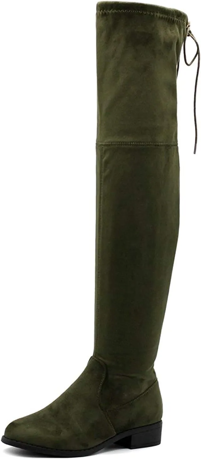 Women's Thigh High Flat Boots Stretchy Pull on Casual Boots by (TM)