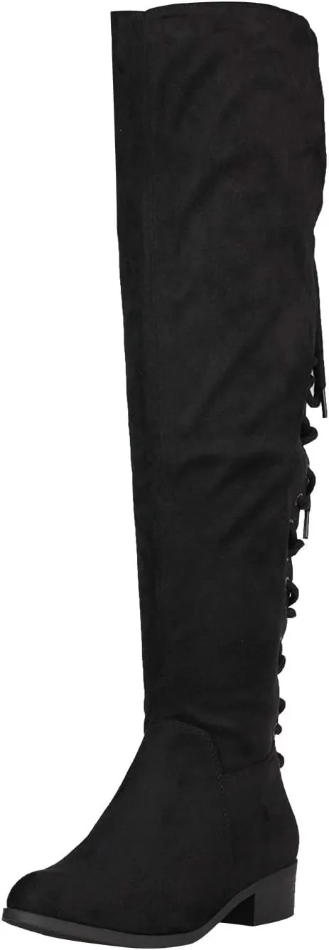 Women's Thigh High Flat Boots Stretchy Pull on Casual Boots by (TM)