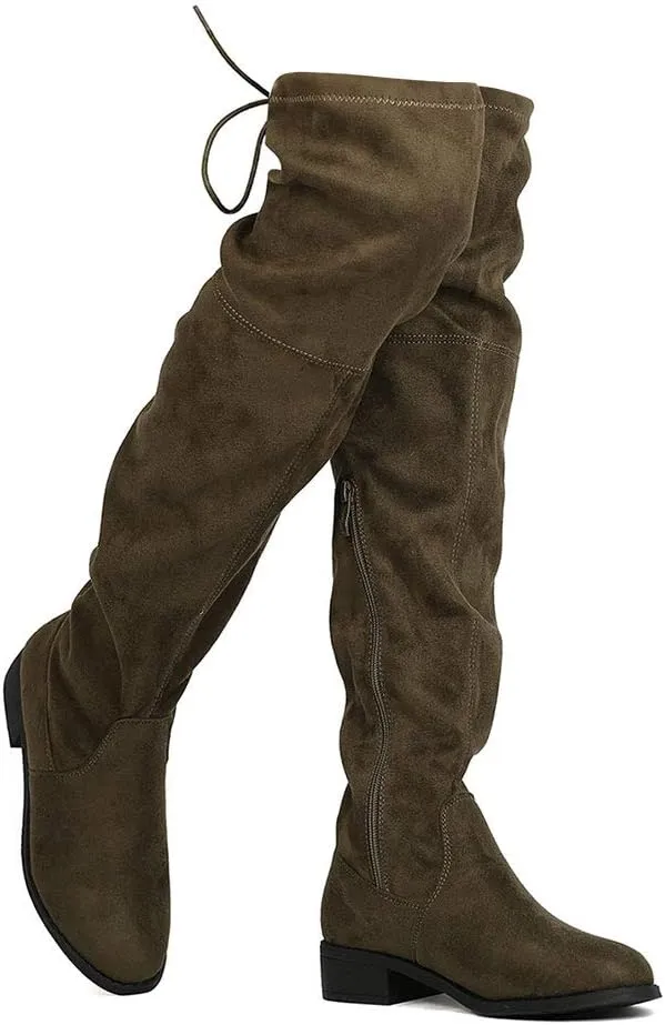 Women's Thigh High Flat Boots Stretchy Pull on Casual Boots by (TM)