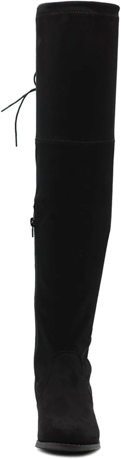 Women's Thigh High Flat Boots Stretchy Pull on Casual Boots by (TM)