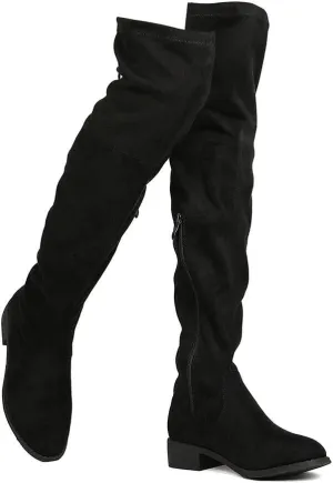 Women's Thigh High Flat Boots Stretchy Pull on Casual Boots by (TM)