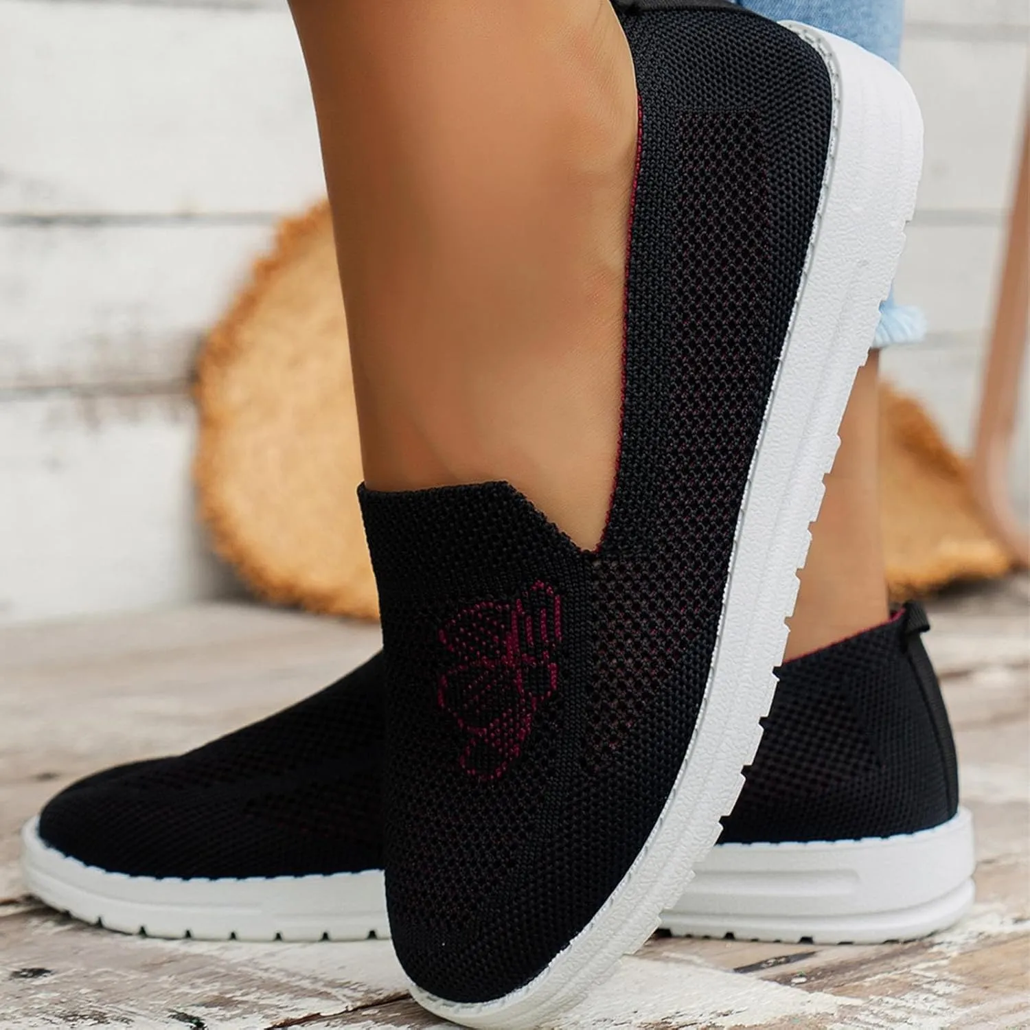 Womens Walking Shoes Slip On Arch Support Zapatos De Trabajo para Mujeres Confortables Black and White Gym Shoes Women Womens White Platform Sneakers Womens Shoes Casual Slip Ons Mules