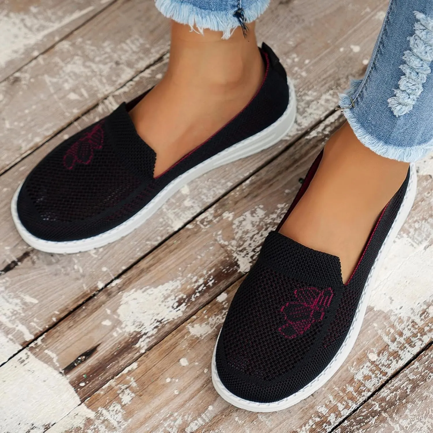 Womens Walking Shoes Slip On Arch Support Zapatos De Trabajo para Mujeres Confortables Black and White Gym Shoes Women Womens White Platform Sneakers Womens Shoes Casual Slip Ons Mules
