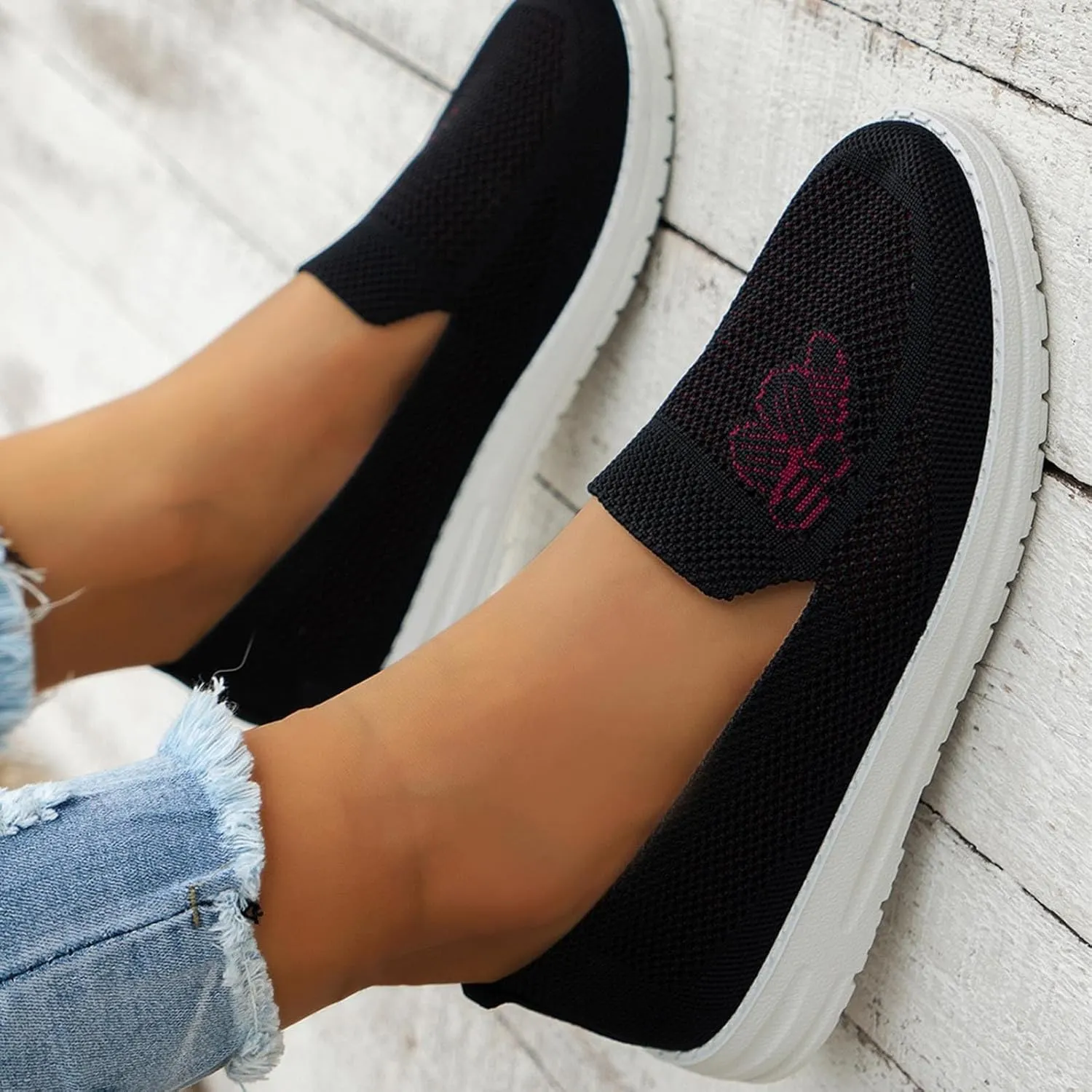 Womens Walking Shoes Slip On Arch Support Zapatos De Trabajo para Mujeres Confortables Black and White Gym Shoes Women Womens White Platform Sneakers Womens Shoes Casual Slip Ons Mules