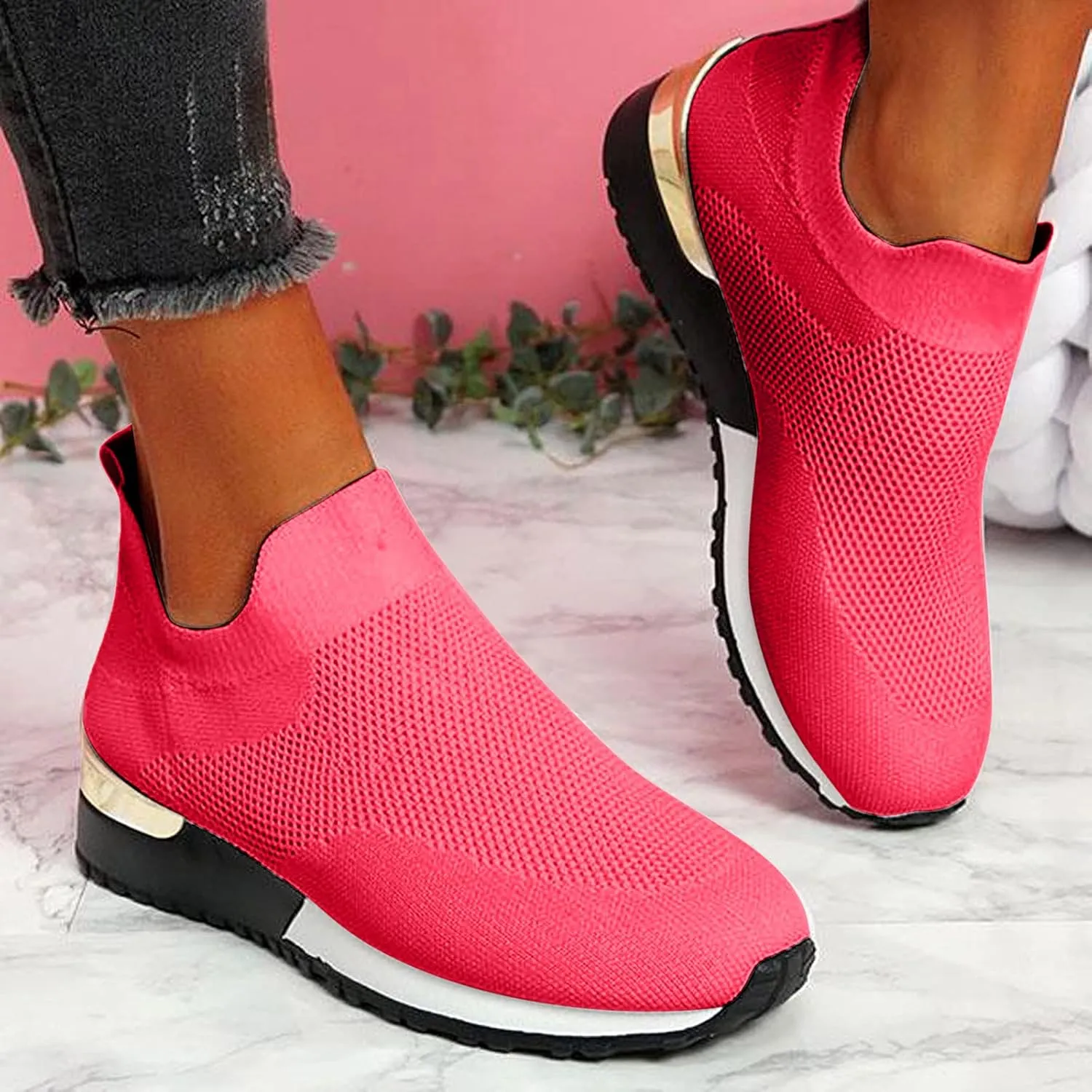 Womens White Platform Sneakers High Top Platform Shoes Fashion Canvas Comfortable Walking Shoes Women Canvas Loafers Women Shoes Slip On Sneakers