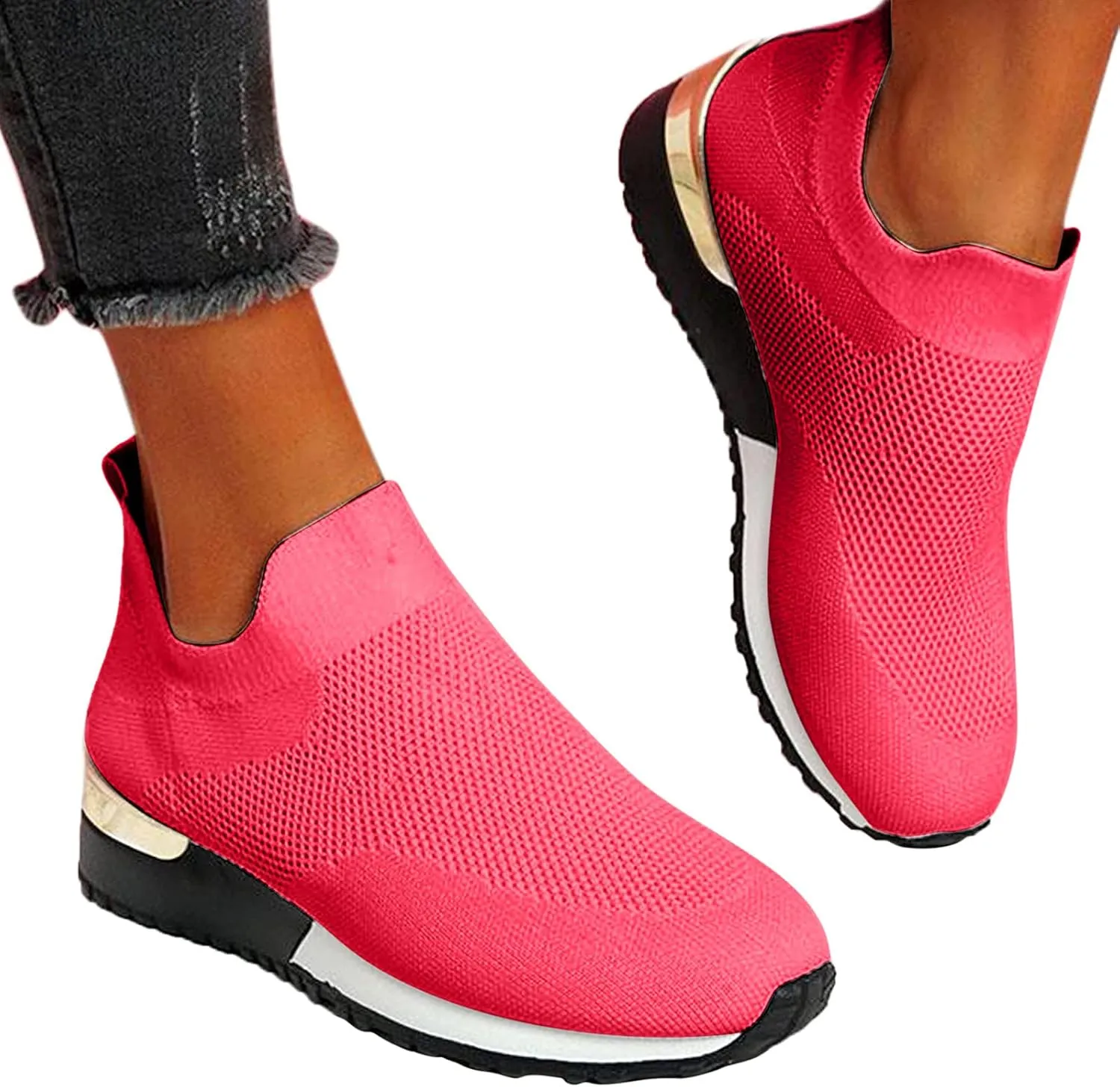 Womens White Platform Sneakers High Top Platform Shoes Fashion Canvas Comfortable Walking Shoes Women Canvas Loafers Women Shoes Slip On Sneakers
