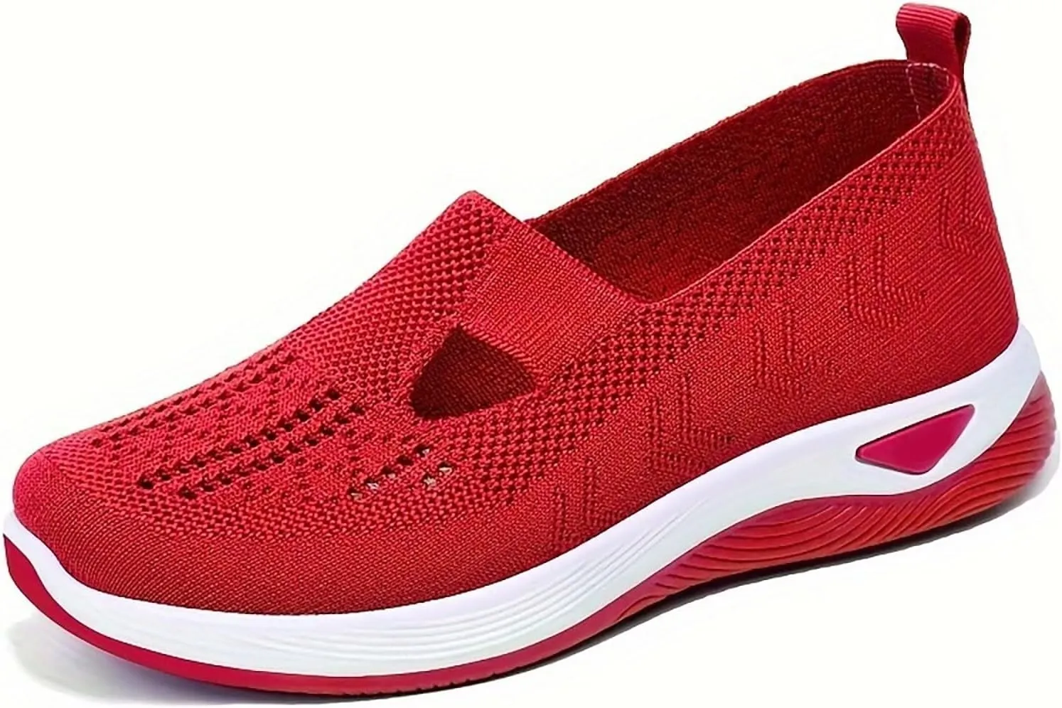 Women's Woven Orthopedic Breathable Soft Shoes Slip On Shoes Women Flat Feet Business Casual Shoes Dress Sneakers Red Tennis Shoe Loafers Casual Slip On