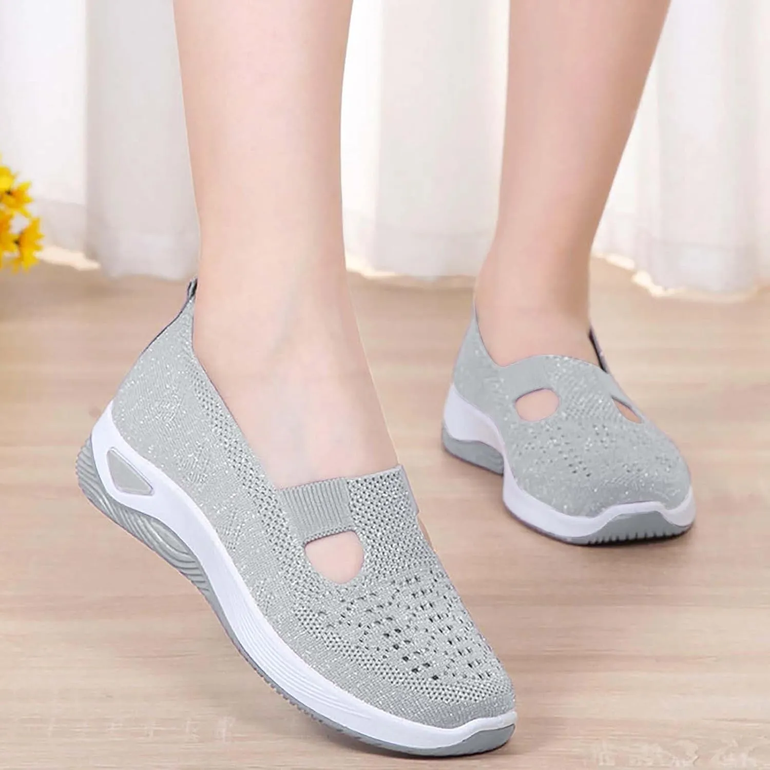 Women's Woven Orthopedic Breathable Soft Shoes Tennis Shoes Womens Sports White Casual Shoes Walking Sneakers Steel Toe Tennis Shoe Loafers Casual Slip On