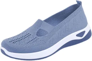 Women's Woven Walking Shoes Fashion Sneakers for Ladies 2025 Hollow Casual Mesh Summer Slip-On Breathable Shoe Flat Bottom Closed Toe Daily Casual Shoe