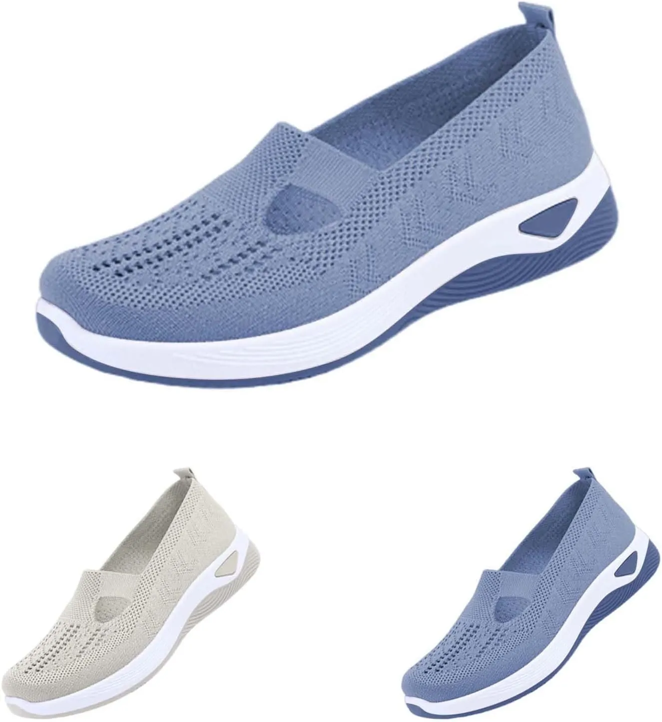 Women's Woven Walking Shoes Fashion Sneakers for Ladies 2025 Hollow Casual Mesh Summer Slip-On Breathable Shoe Flat Bottom Closed Toe Daily Casual Shoe