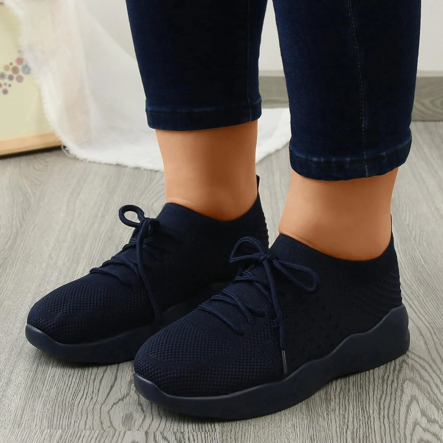 ZSpzx Jogging Casual Shoes for Women Summer Breathable Elastic Athletic Non Slip Tennis Running Sneakers Lace Up Tennis Walking Sports Shoe Fashion Footwear for Outdoor Daily Wear