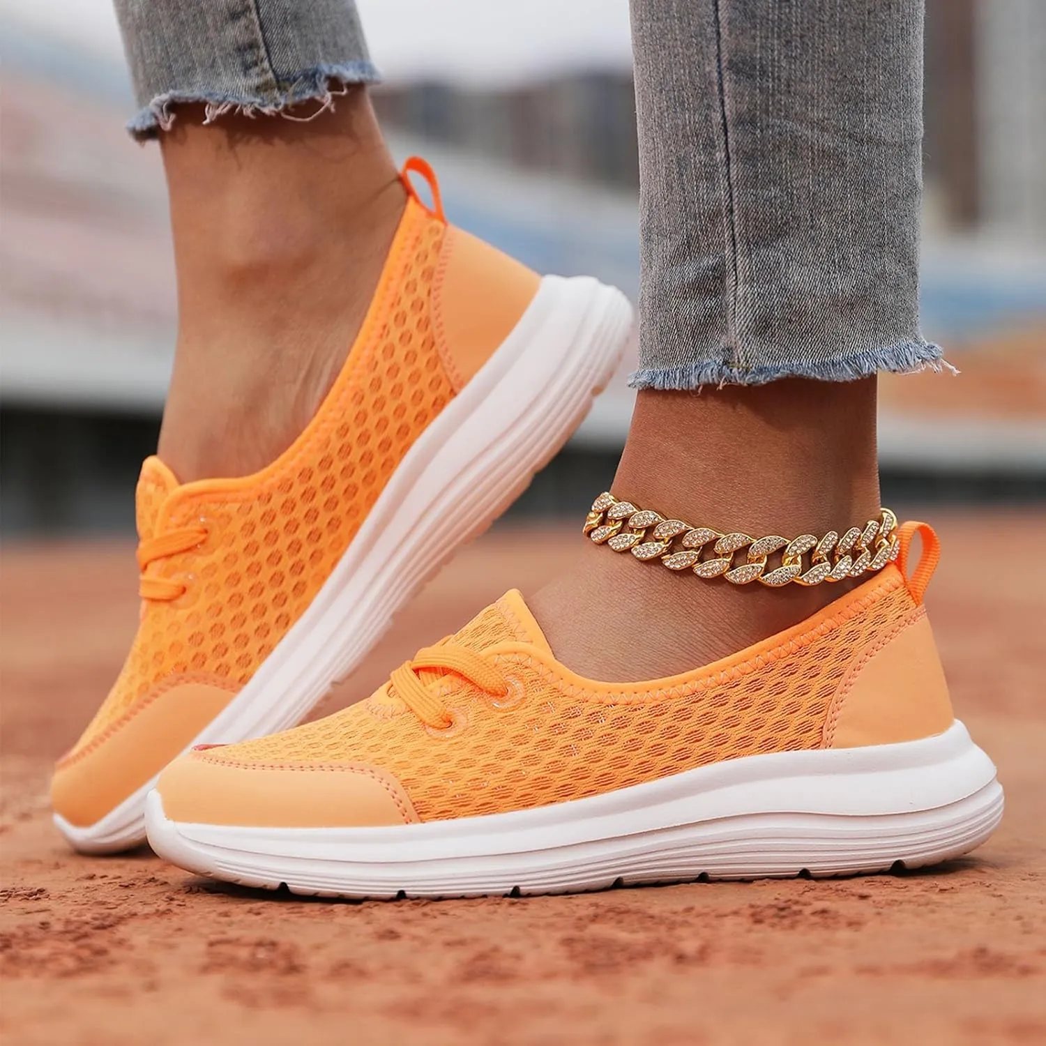 ZSpzx Women's Walking Shoes with Arch Support Air Cushion Mesh Lace Up Breathable Quick Dry Casual Shoes Athletic Running Jogging Comfortable Closed Toe Lightweight Sneakers for Gym Travel Daily Wear