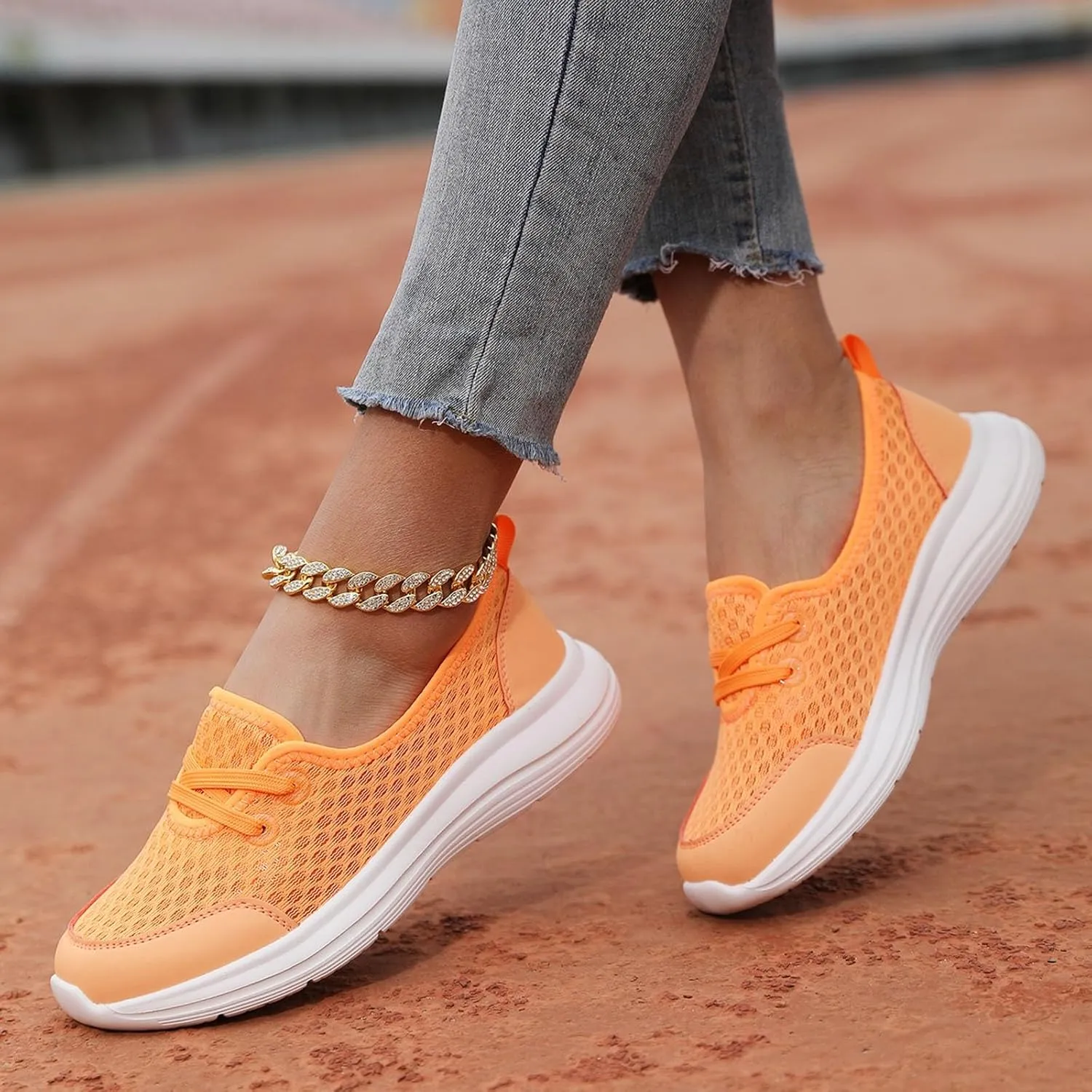 ZSpzx Women's Walking Shoes with Arch Support Air Cushion Mesh Lace Up Breathable Quick Dry Casual Shoes Athletic Running Jogging Comfortable Closed Toe Lightweight Sneakers for Gym Travel Daily Wear